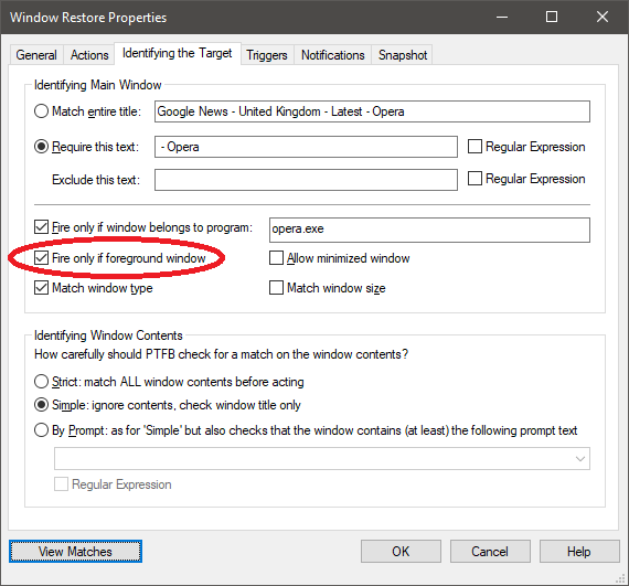 Fire only if foreground